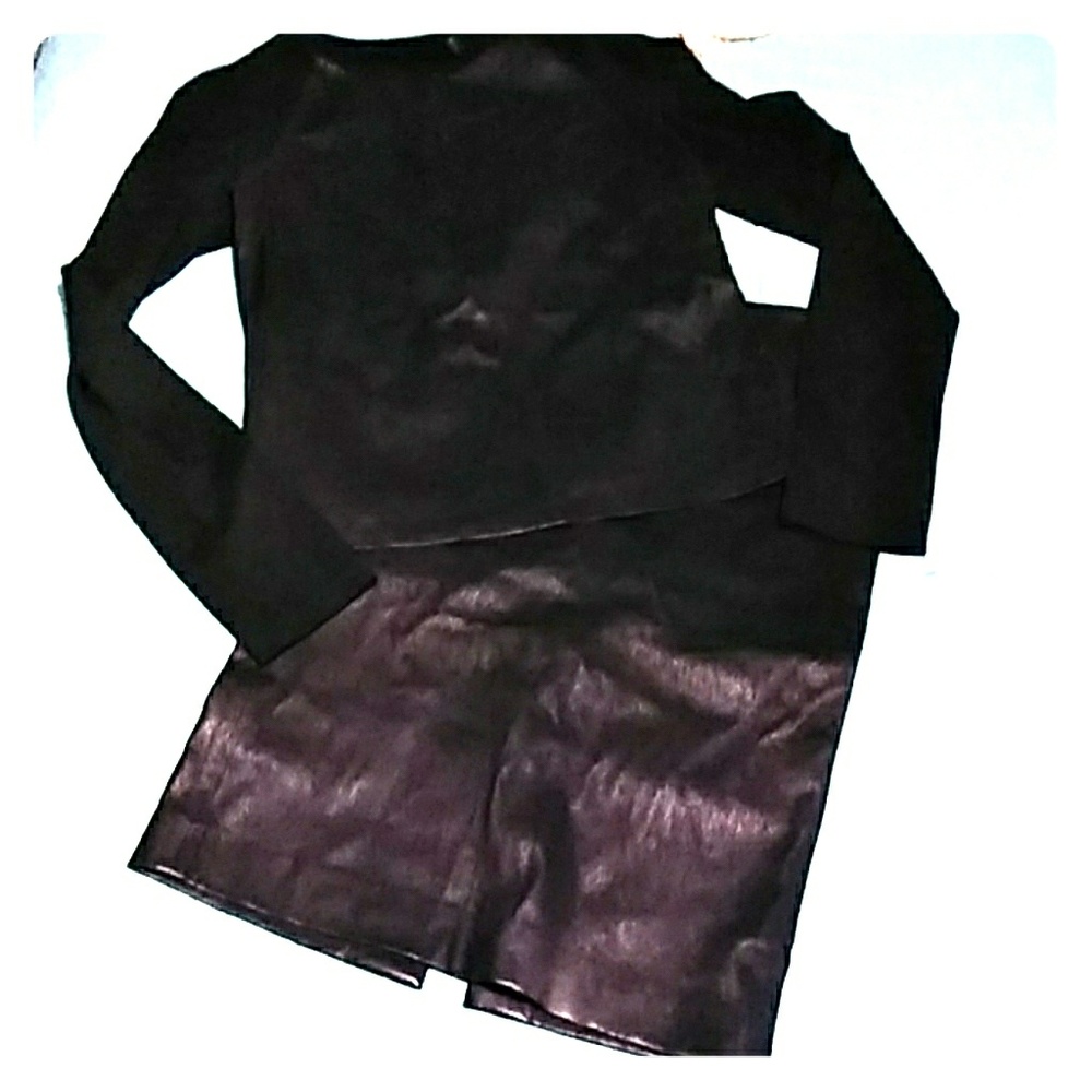 100% Lambs Leather Skirt and Shell Top